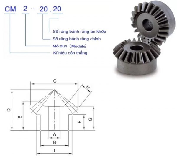 bánh răng côn thẳng tỉ số truyền 1:1