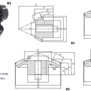 bánh răng côn thẳng tỉ số truyền 1:3